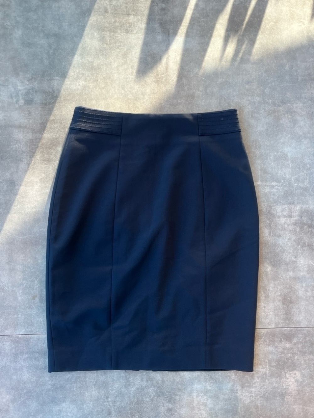 H&M Navy Pencil Skirt with Ribbed Waist Detail